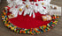 Handmade Felt Wool Christmas Tree Skirt - Multicolor Fringe Border on Red - 51" - ARCADIA HOME